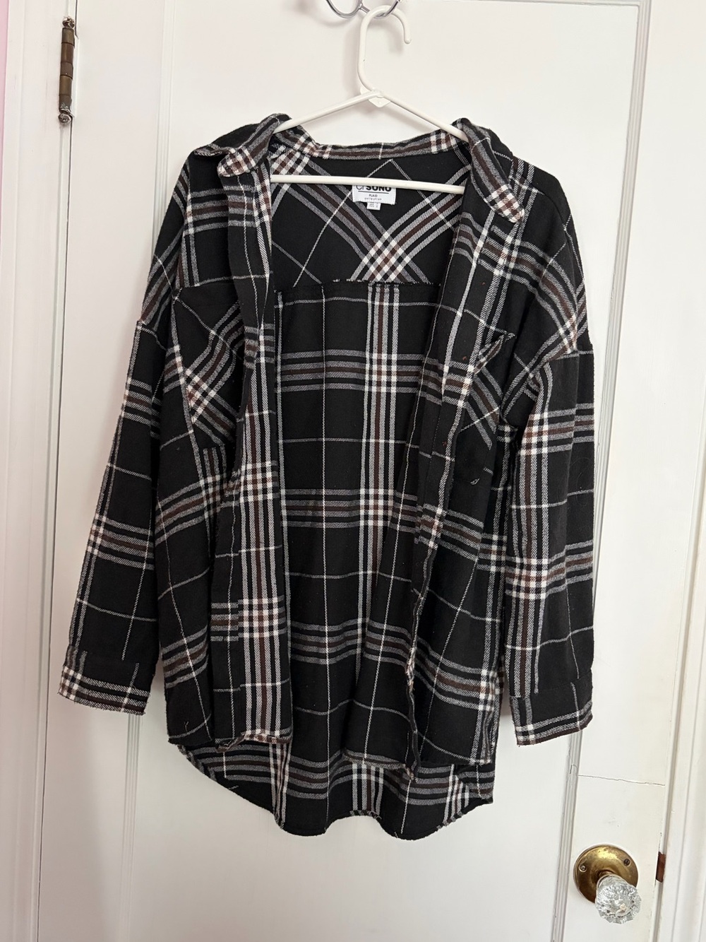 Black, white and brown plaid Ci Sono shirt
